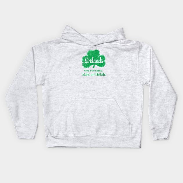 Ireland's Restaurant Green Worn Kids Hoodie by Wright Art